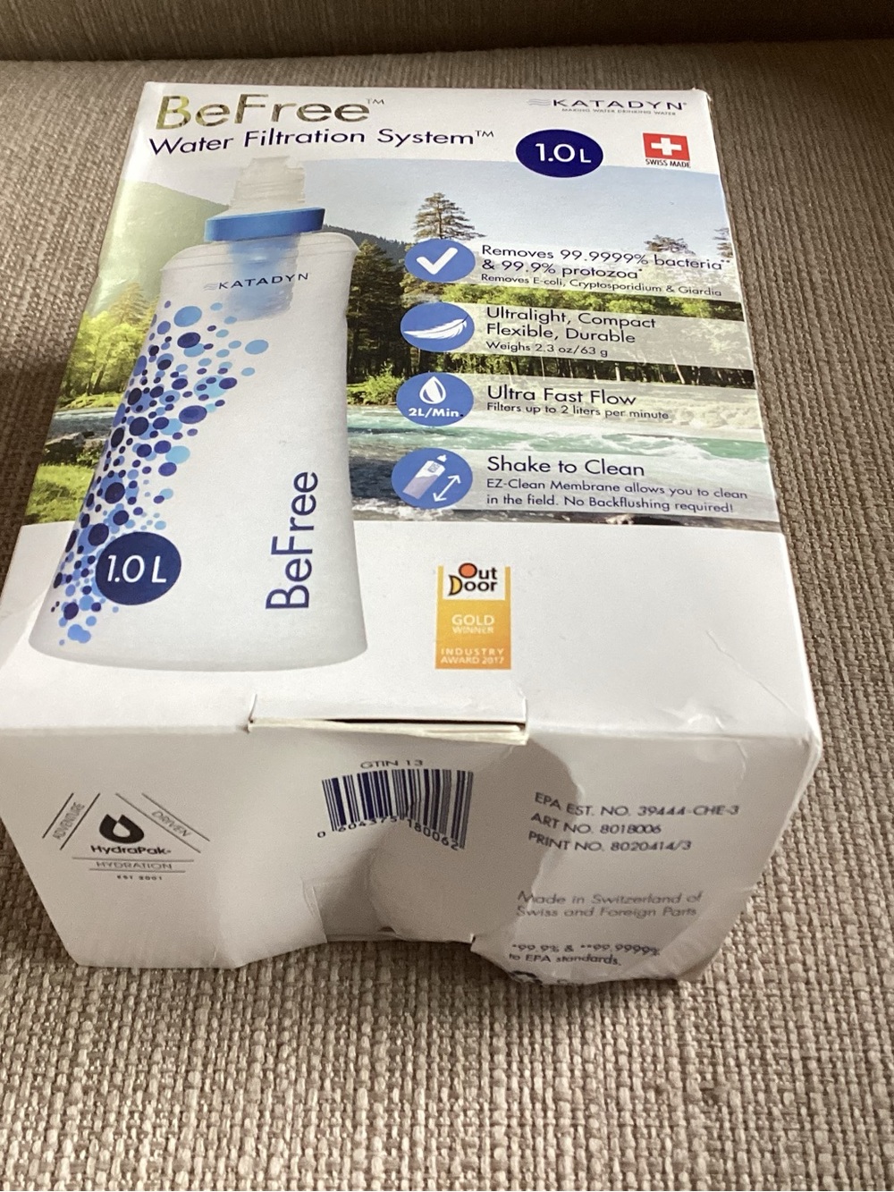 New in box Katadyn Befree 1L water bottle filter